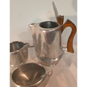 Pewter Ware England 3 Piece Tea Set Creamer Sugar Coffee Pot